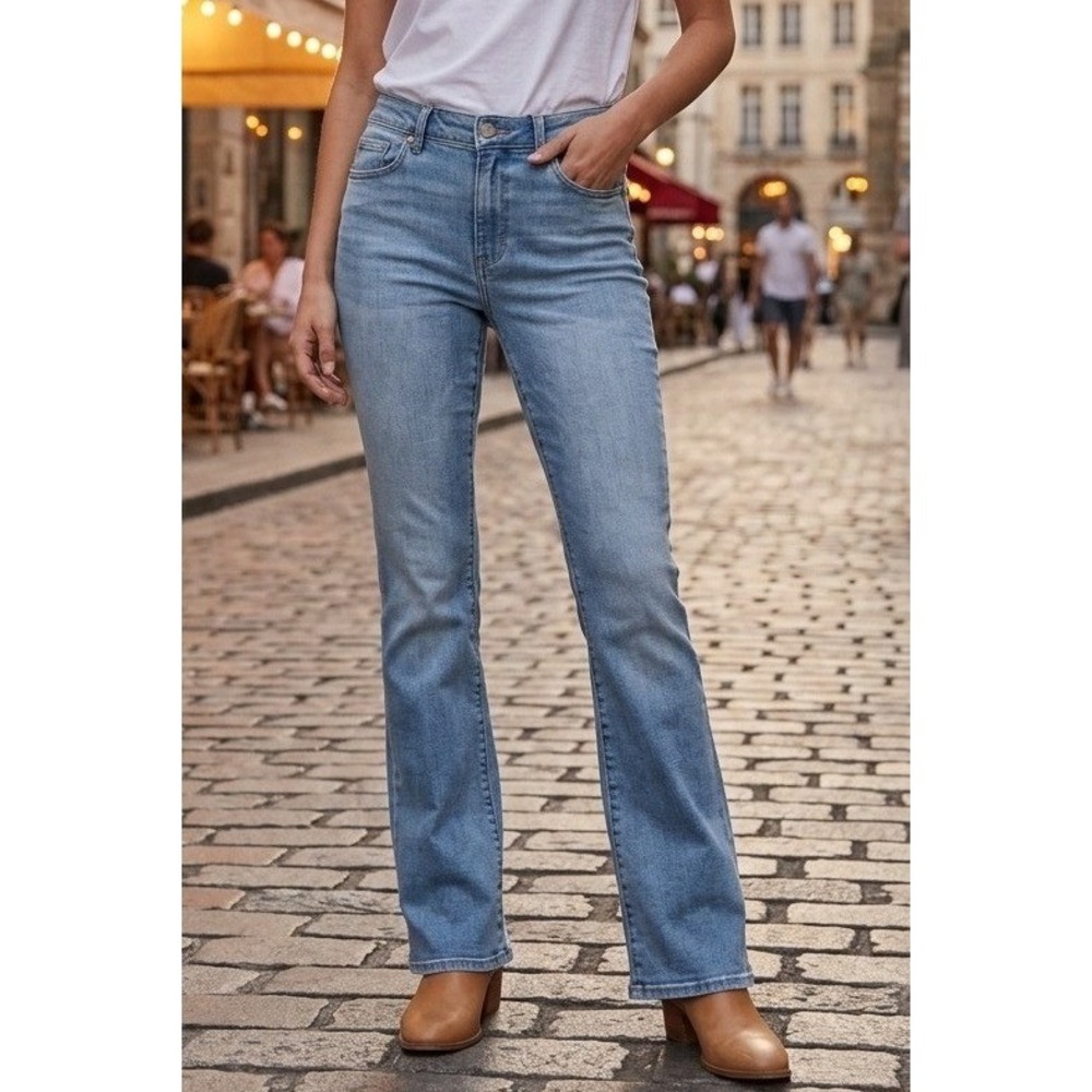 Y2K American Eagle Next Level Stretch Kick Boot Jeans Women's 8 Long Blue Denim‎